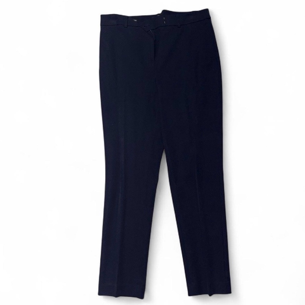 Navy High-Waisted Straight Pants